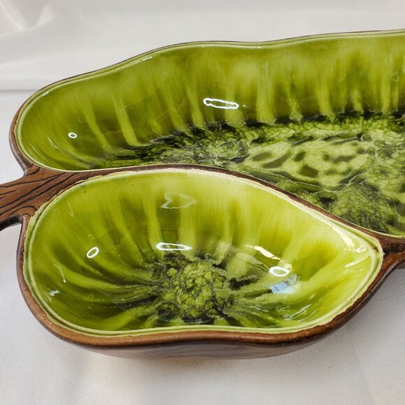Treasure Craft USA No. 318 Vintage Leaf-Shaped Divided Serving Dish 13" MCM - Picture 7 of 16